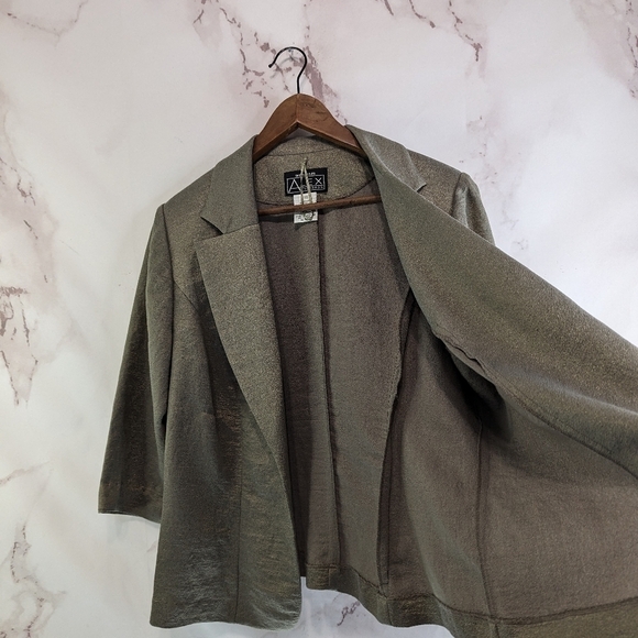 Alex Evenings Jacket Womens 1X Gold Sparkle Shimmer Metallic Lightweight - Picture 8 of 10